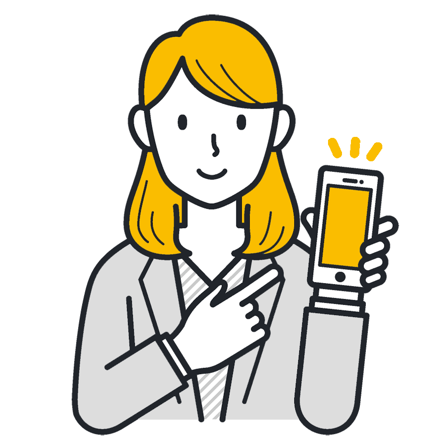 スマホを持つ女性のイラスト
